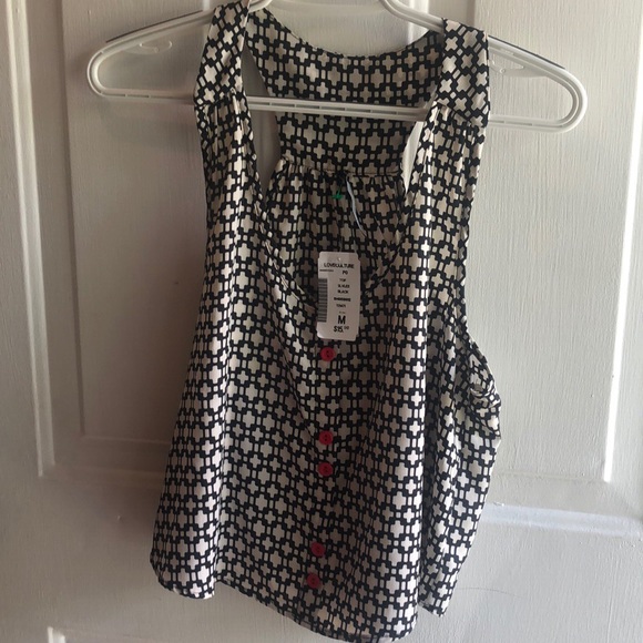 Love Culture Tops - Tank top black and white with red buttons